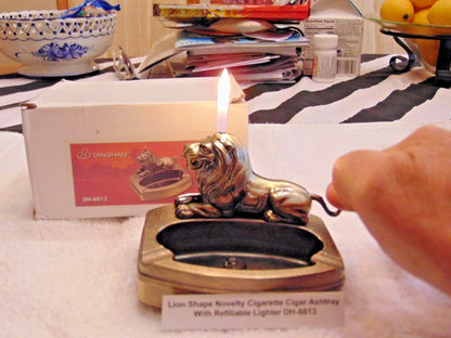 Novelty Lion Shape Ashtray With Refillable Lighter USA Stocked And Shi - Lighter Deals USA