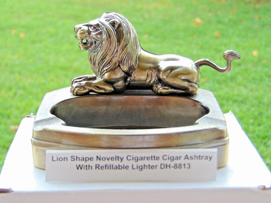 Novelty Lion Shape Ashtray With Refillable Lighter USA Stocked And Shi - Lighter Deals USA