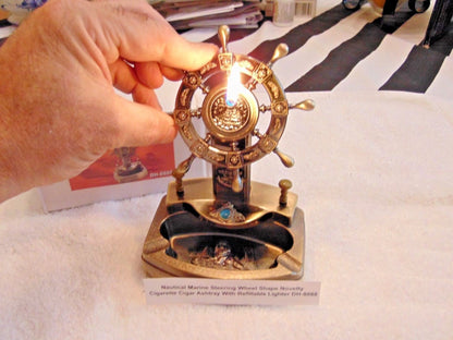 Novelty Nautical Marine Steering Wheel Shape Ashtray With Refillable L - Lighter Deals USA