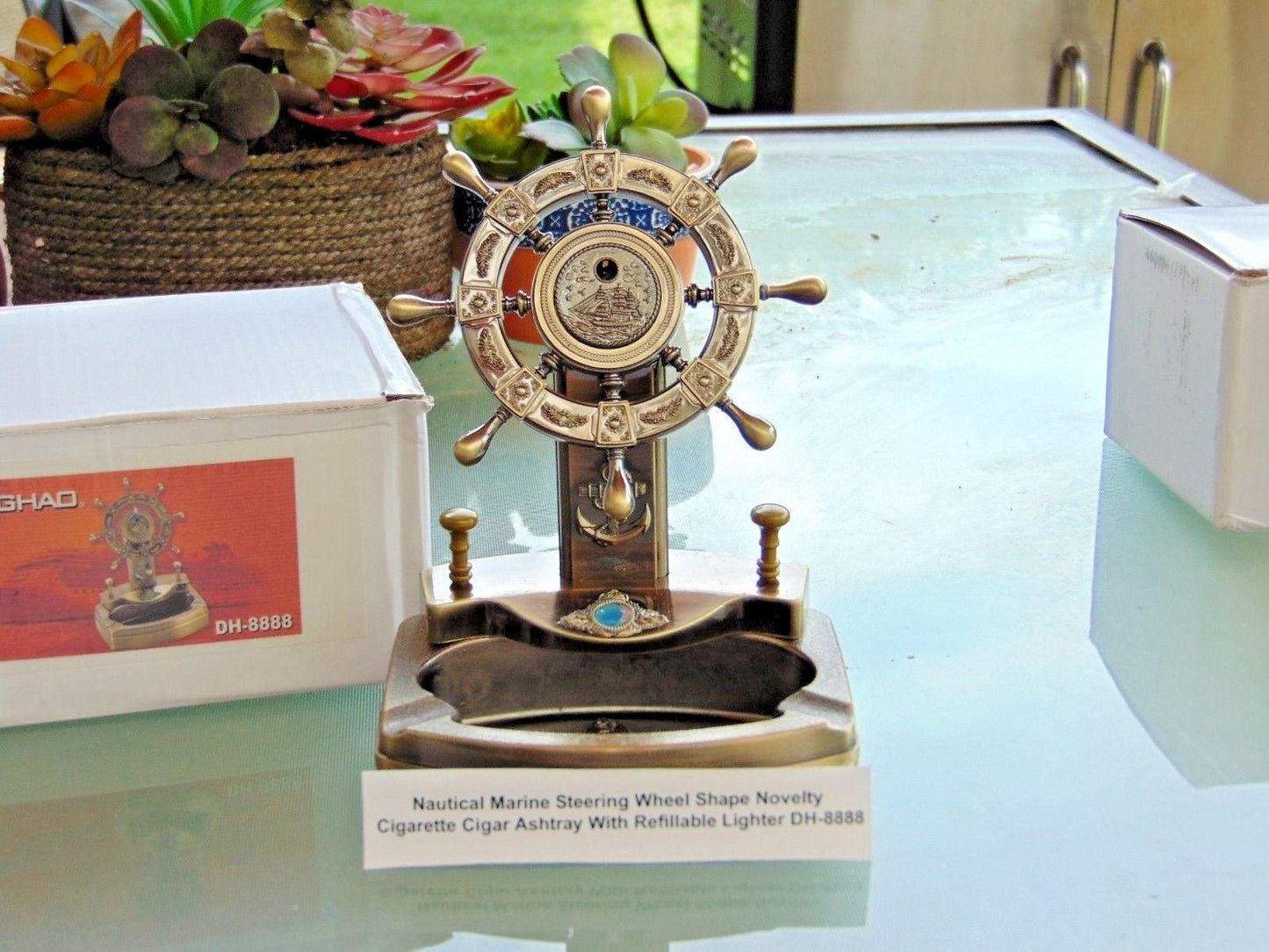 Novelty Nautical Marine Steering Wheel Shape Ashtray With Refillable L - Lighter Deals USA