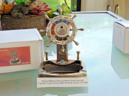 Novelty Nautical Marine Steering Wheel Shape Ashtray With Refillable L - Lighter Deals USA