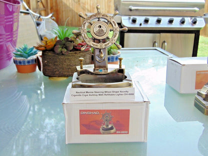 Novelty Nautical Marine Steering Wheel Shape Ashtray With Refillable L - Lighter Deals USA