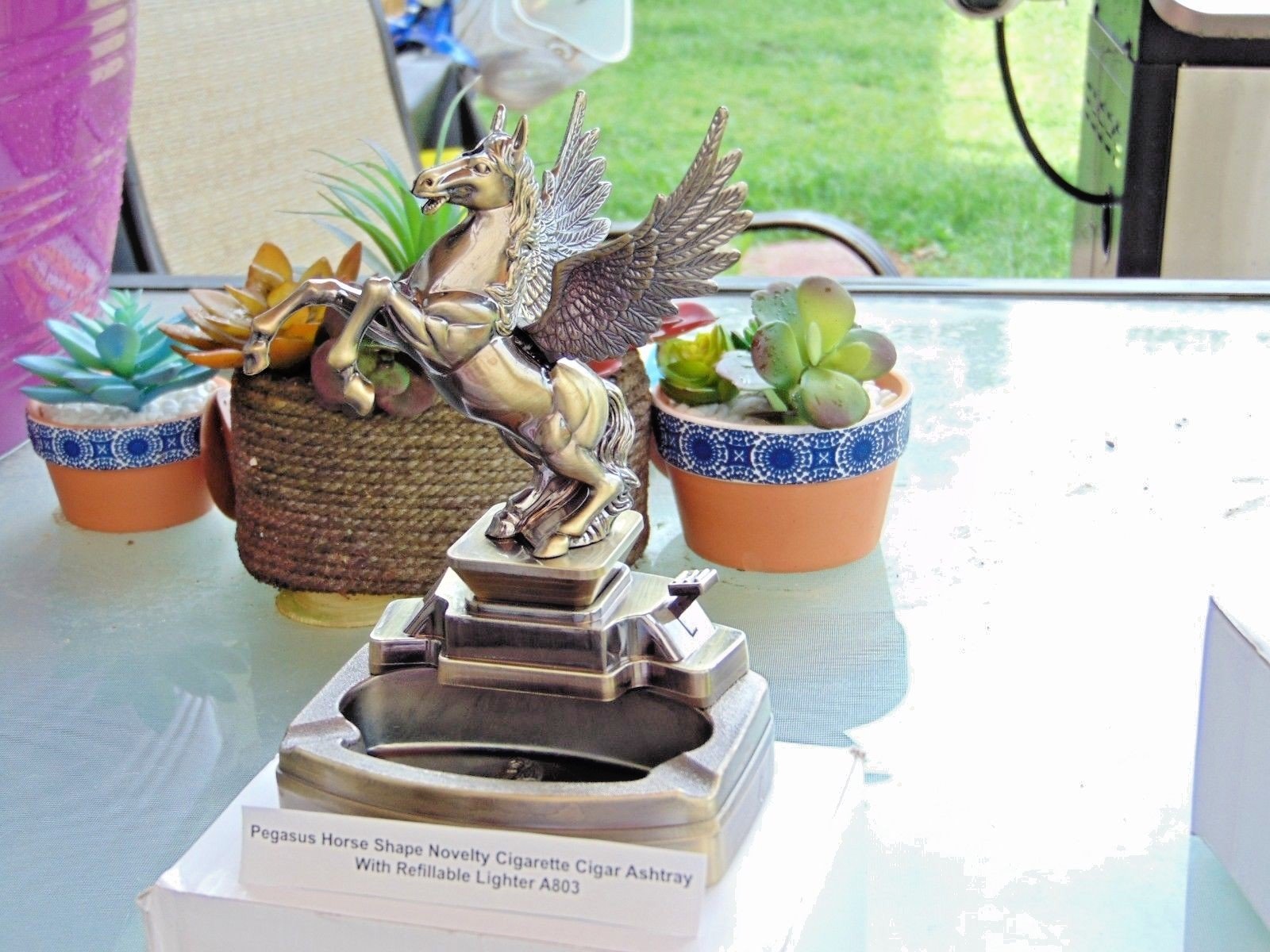 Novelty Pegasus Horse Ashtray With Refillable Lighter USA Stocked And Shipped - Lighter Deals USA
