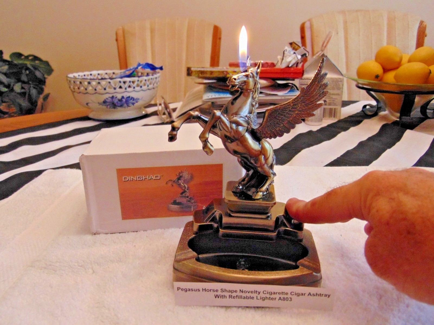 Novelty Pegasus Horse Ashtray With Refillable Lighter USA Stocked And Shipped - Lighter Deals USA