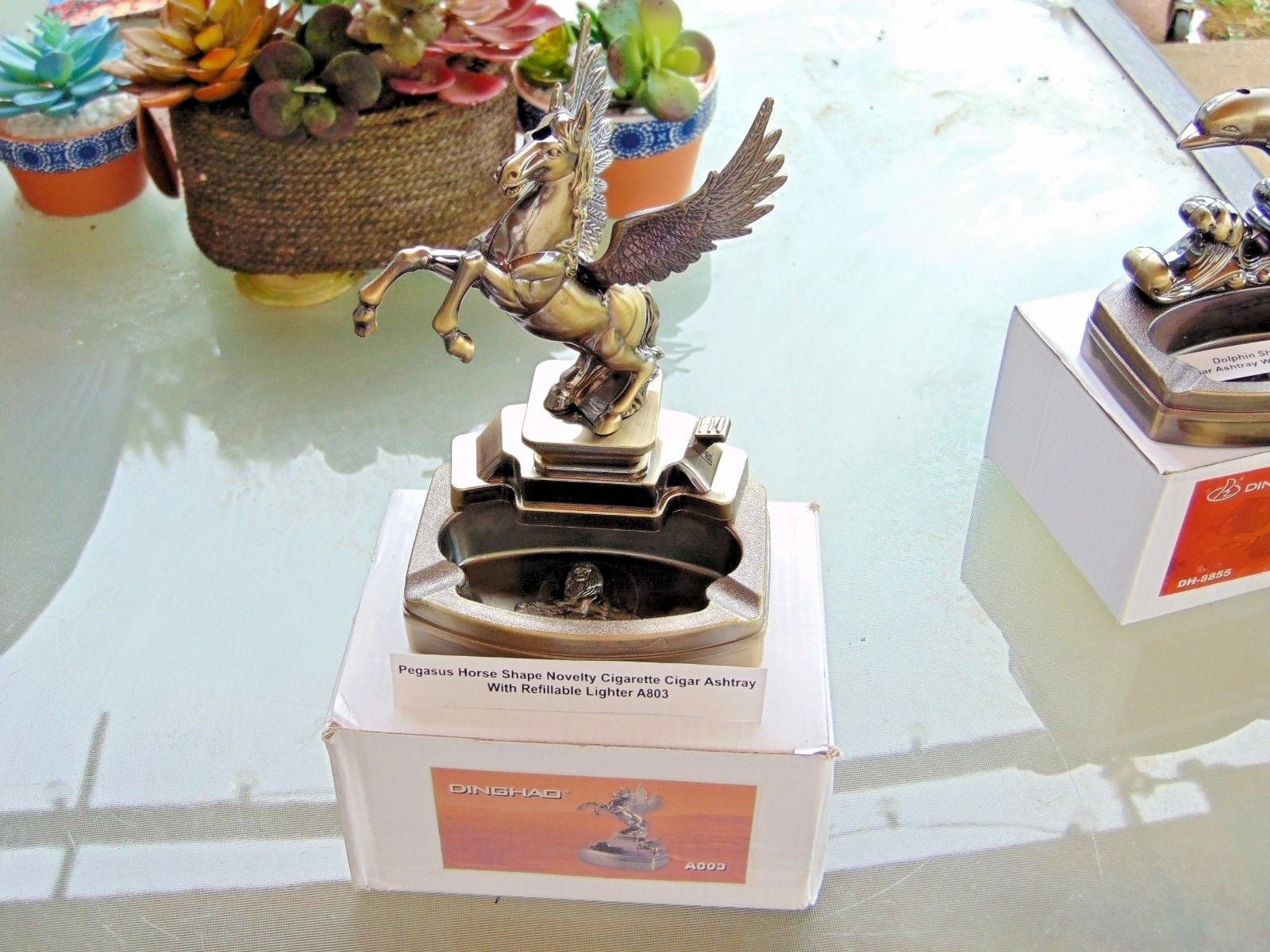 Novelty Pegasus Horse Ashtray With Refillable Lighter USA Stocked And Shipped - Lighter Deals USA
