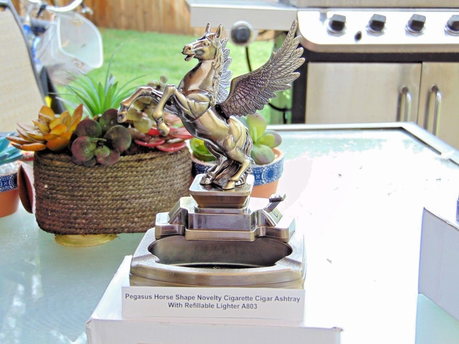 Novelty Pegasus Horse Ashtray With Refillable Lighter USA Stocked And Shipped - Lighter Deals USA