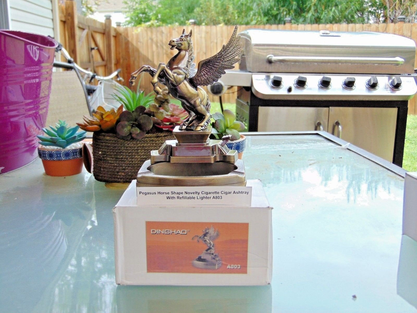 Novelty Pegasus Horse Ashtray With Refillable Lighter USA Stocked And Shipped - Lighter Deals USA
