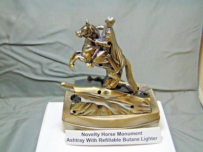 Novelty Statue Horse Shape Ashtray With Refillable Lighter Peter St. Petrsburg - Lighter Deals USA