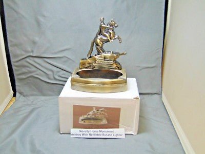 Novelty Statue Horse Shape Ashtray With Refillable Lighter Peter St. Petrsburg - Lighter Deals USA