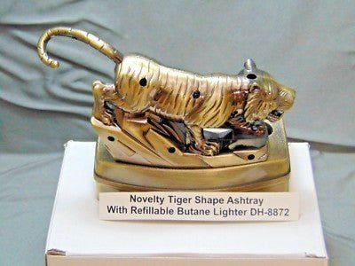 Novelty Tiger Shape Ashtray With Refillable Lighter USA Stocked And Sh - Lighter Deals USA