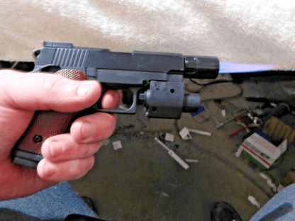 OPS M.R.P. 45 Cal Luxury Pistol Gun Shape Jet Torch Lighter w/Case & Attachments - Lighter Deals USA