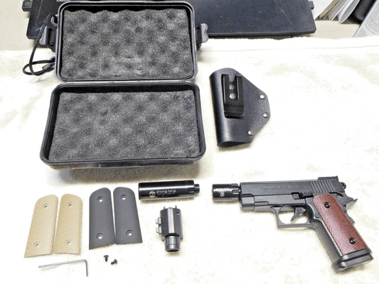 OPS M.R.P. 45 Cal Luxury Pistol Gun Shape Jet Torch Lighter w/Case & Attachments - Lighter Deals USA