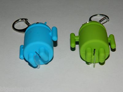 Pair Android Robot Style Keychain Blue LED Eyes Cool Sound Effects Gren and Blue - Lighter Deals USA