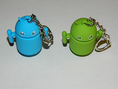 Pair Android Robot Style Keychain Blue LED Eyes Cool Sound Effects Gren and Blue - Lighter Deals USA