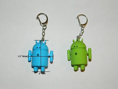 Pair Android Robot Style Keychain Blue LED Eyes Cool Sound Effects Gren and Blue - Lighter Deals USA