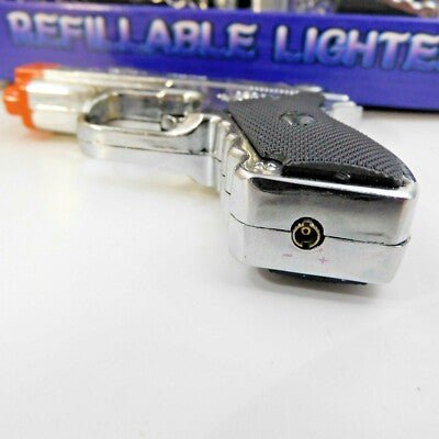 Pistol Gun Style Butane Jet Torch Lighter with White Flashlight Site U - Lighter Deals USA