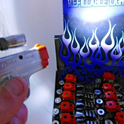 Pistol Gun Style Butane Jet Torch Lighter with White Flashlight Site U - Lighter Deals USA