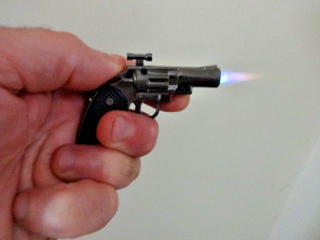Revolver Pistol Gun Shape Jet Torch Lighter Small Pocket Size USA Stoc - Lighter Deals USA