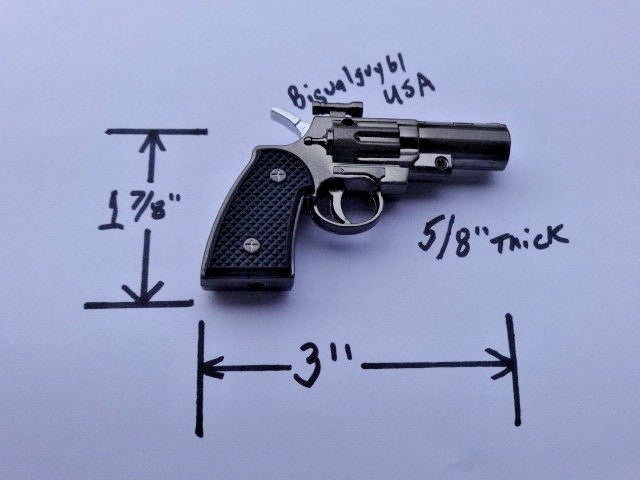 Revolver Pistol Gun Shape Jet Torch Lighter Small Pocket Size USA Stoc - Lighter Deals USA