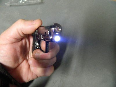 Super Sleek Pistol Gun Revolver Jet Torch Lighter With White LED Flash - Lighter Deals USA