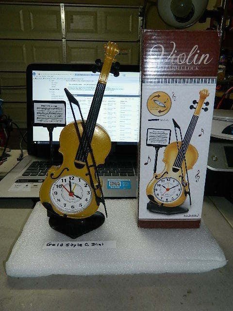 Violin Shaped Alarm Clock USA Stocked And Shipped Battery Operated - Lighter Deals USA