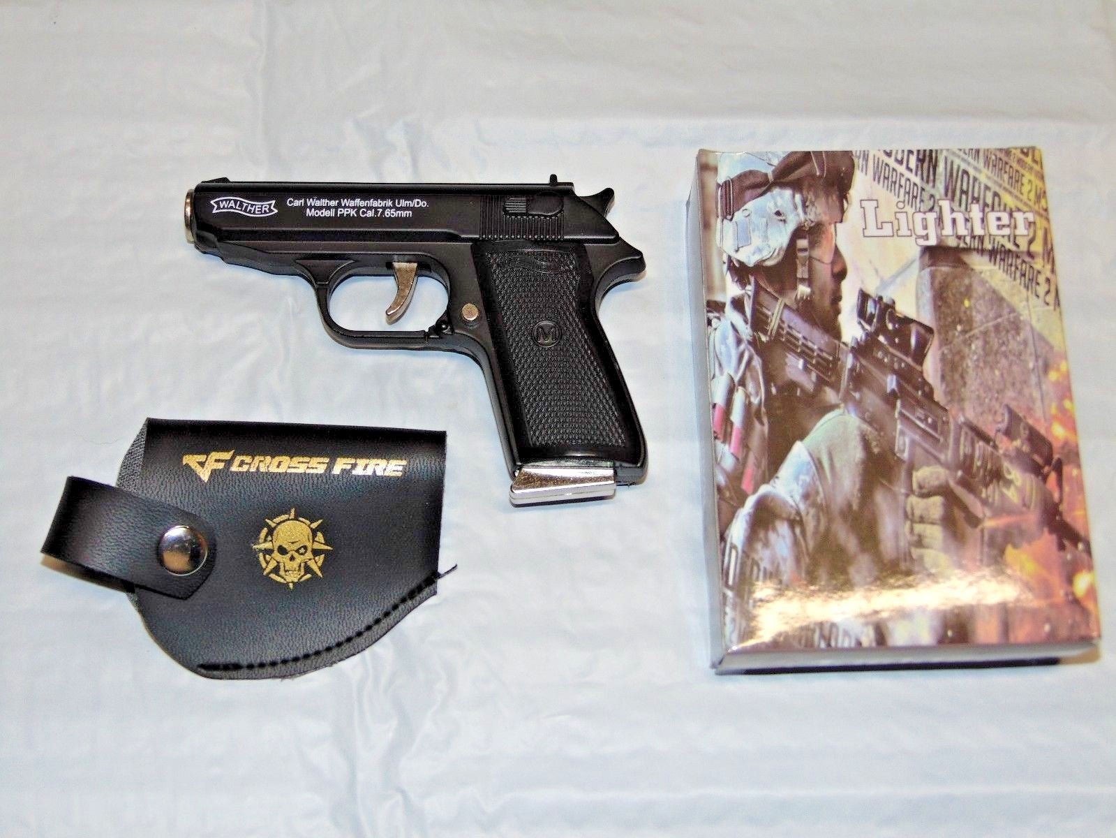 Walther PPK Gun Shape Jet Torch Lighter With Spring Knife Clip USA Sto - Lighter Deals USA