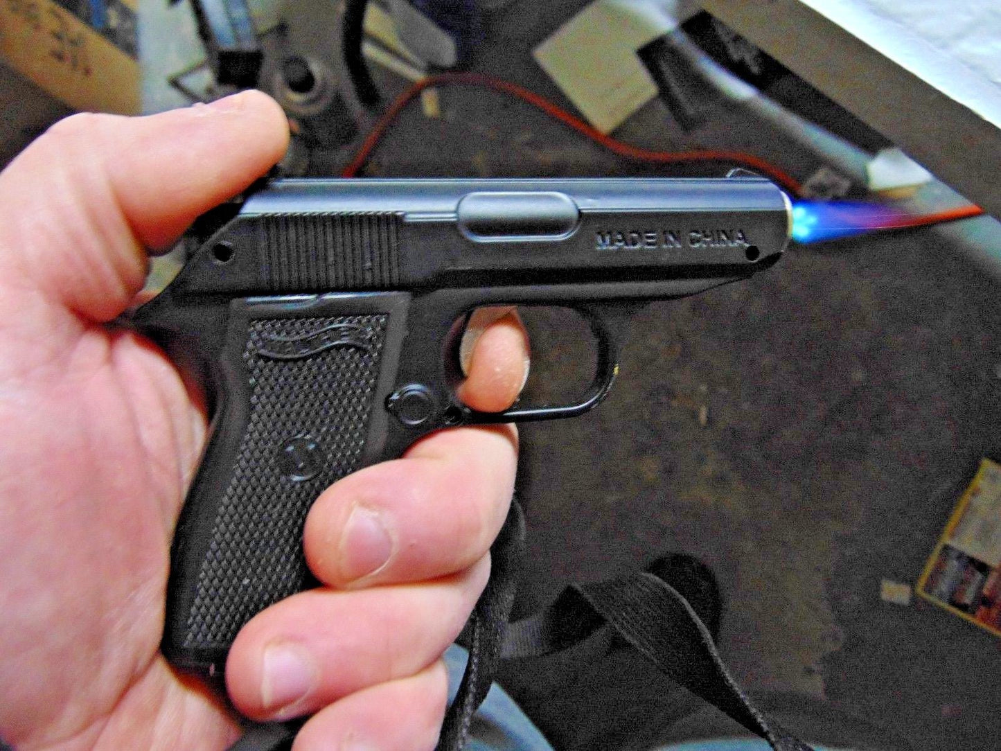 Walther PPK Gun Shape Jet Torch Lighter With Spring Knife Clip USA Sto - Lighter Deals USA