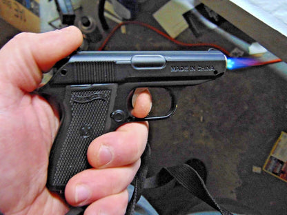 Walther PPK Gun Shape Jet Torch Lighter With Spring Knife Clip USA Sto - Lighter Deals USA